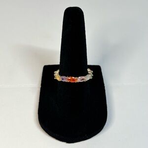 18k yellow gold-plated eternity band with multicolor CZ stones